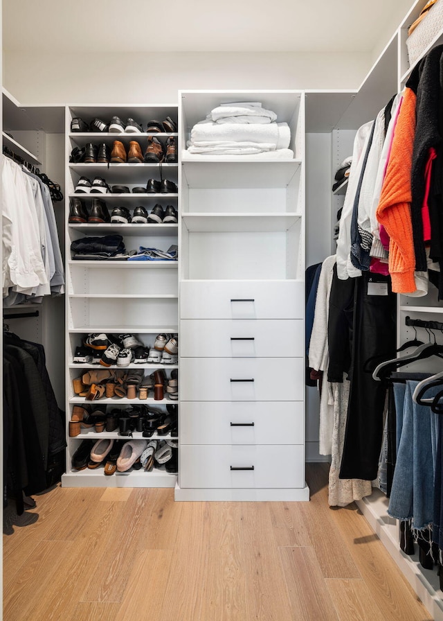 spacious closet with wood finished floors