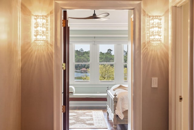 bathroom featuring a notable chandelier and wood-type flooring