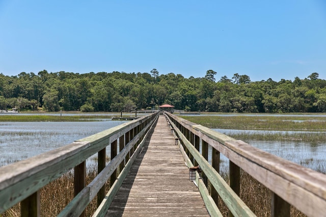 view of dock featuring a water view