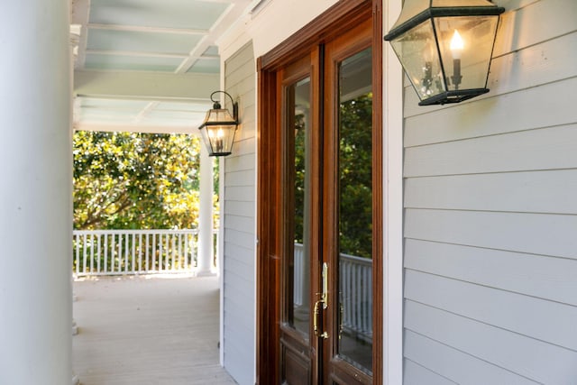 property entrance with french doors