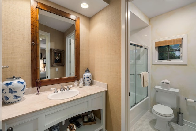 3121 Marshgate Dr, Seabrook Island, SC 29455 - full bathroom with vanity, combined bath / shower with glass door, and tile patterned floors