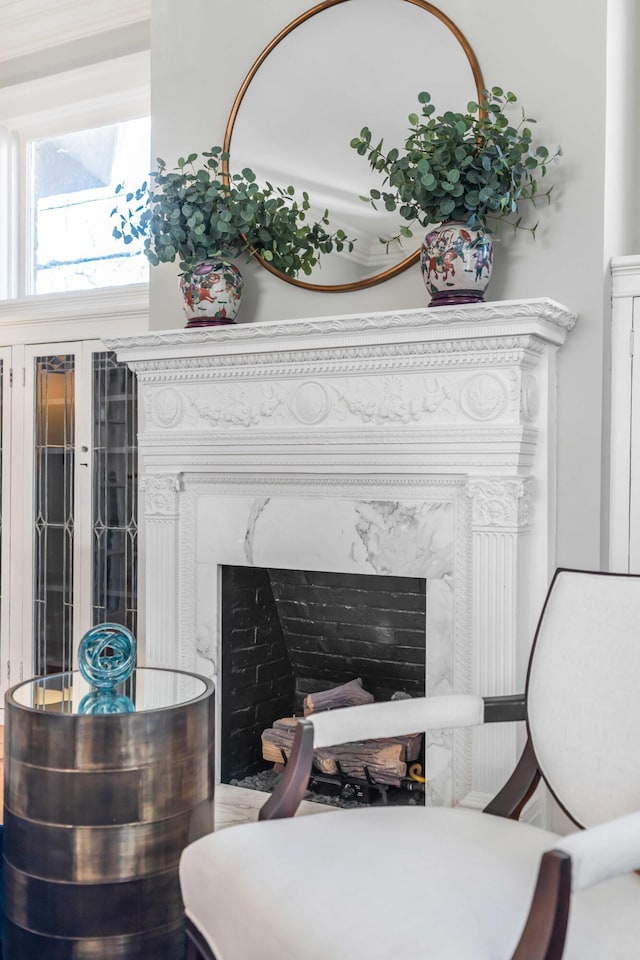 room details with a high end fireplace