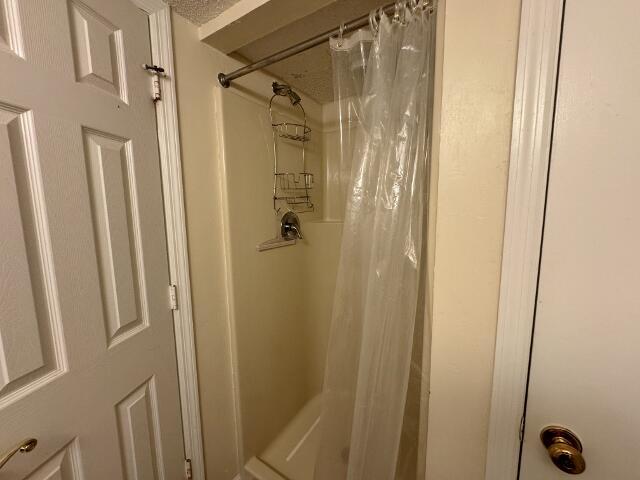 bathroom featuring a shower with shower curtain