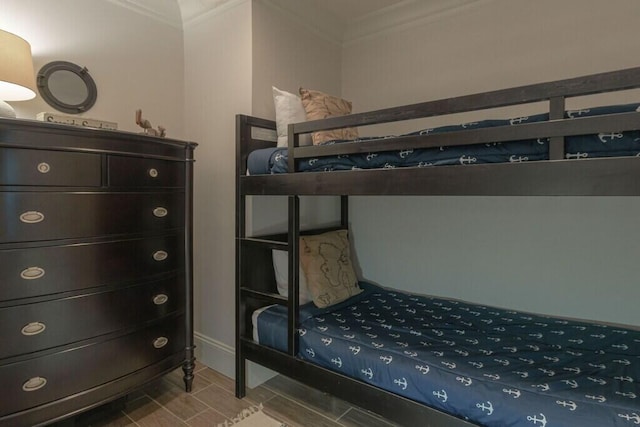 bedroom with crown molding