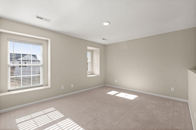 spare room with light carpet and a wealth of natural light