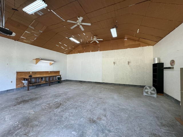 interior space featuring ceiling fan