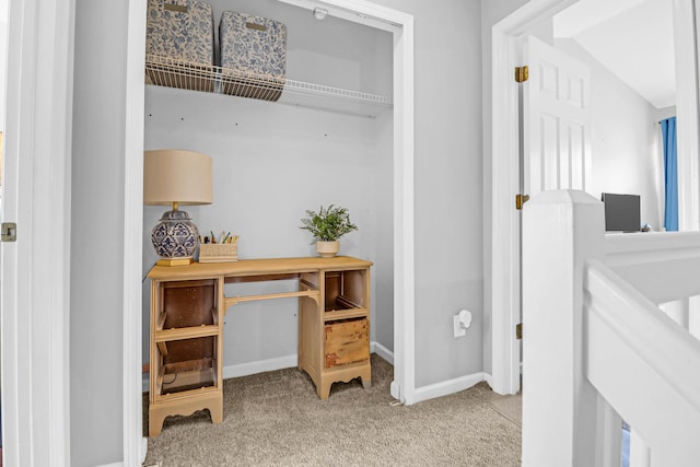 view of carpeted home office