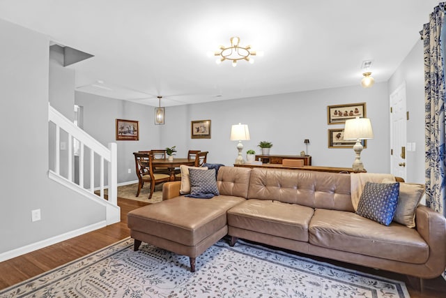 living room with light hardwood / wood-style floors