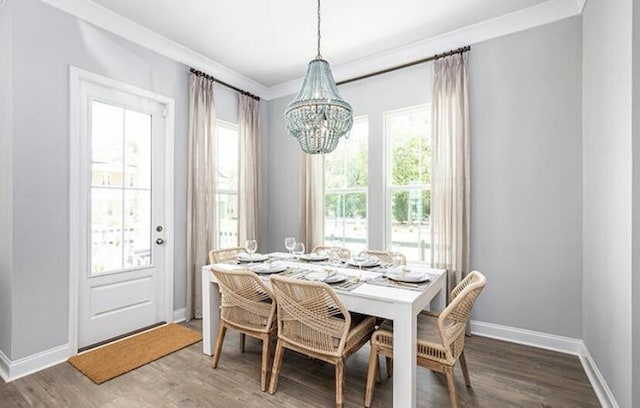774 Clay Field Trl, Summerville, SC 29485 - dining room featuring a chandelier, baseboards, and dark wood finished floors