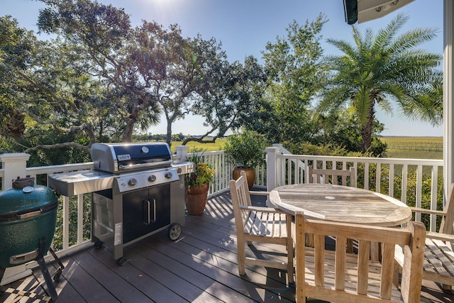 wooden deck with area for grilling