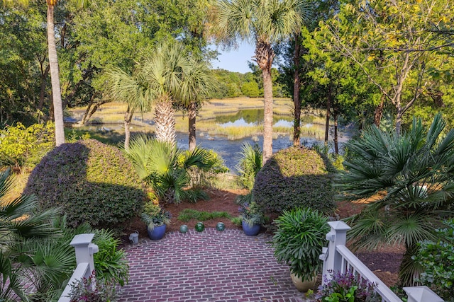 view of community featuring a water view