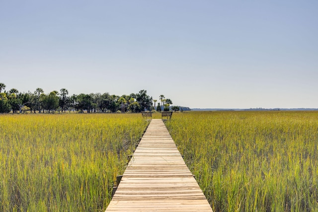 view of dock featuring a rural view