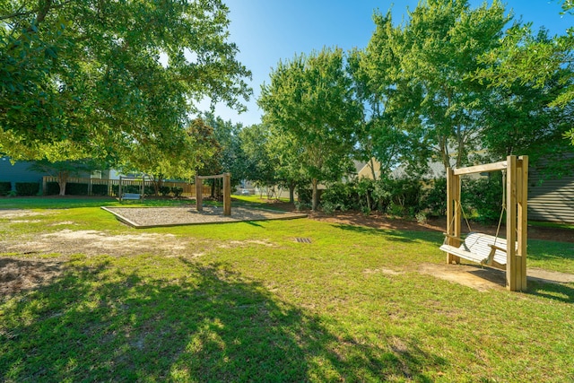 view of yard with a playground