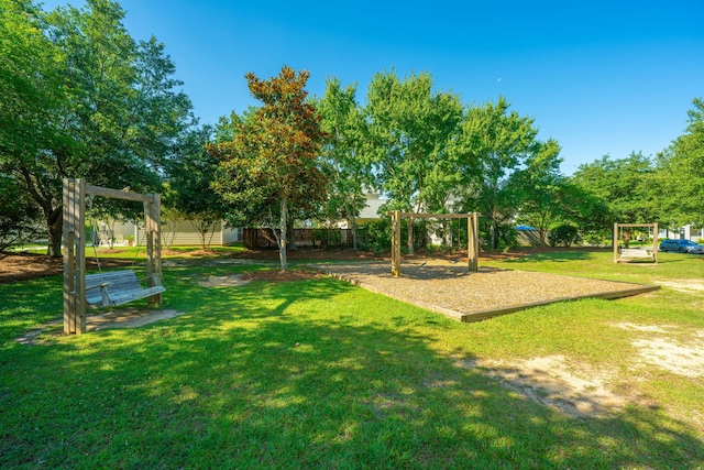 view of yard with a playground