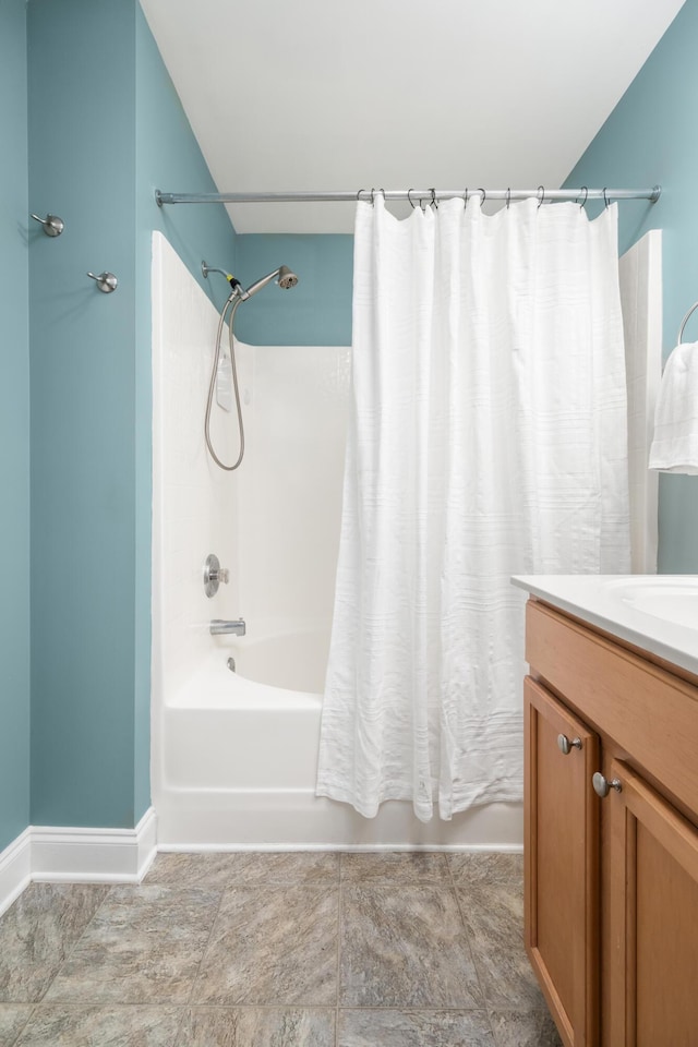 1813 Parkland Preserve Ln, Charleston, SC 29412 - full bathroom featuring shower / bath combination with curtain, baseboards, and vanity
