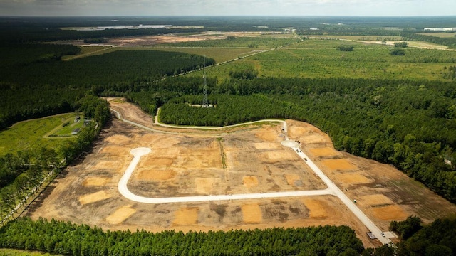 birds eye view of property featuring a rural view