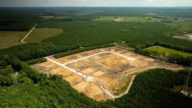 birds eye view of property featuring a rural view