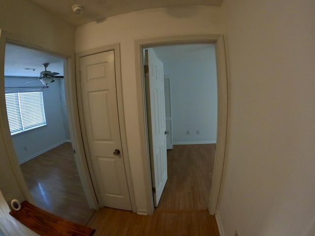 hallway featuring light wood-type flooring