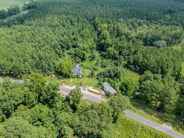 aerial view with a wooded view