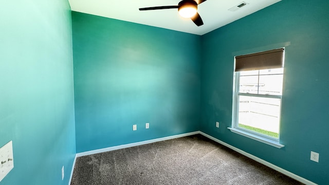 115 Hyrne Dr, Goose Creek, SC 29445 - unfurnished room with plenty of natural light, ceiling fan, dark colored carpet, and baseboards