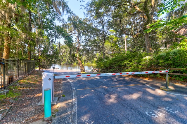 view of road featuring a water view