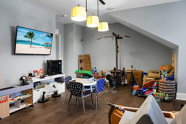 game room featuring hardwood / wood-style floors