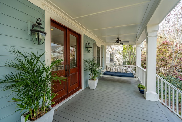 deck with covered porch