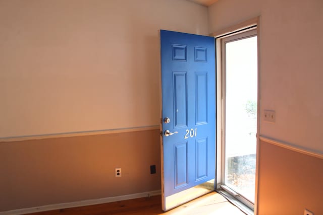 entrance foyer with plenty of natural light and hardwood / wood-style floors