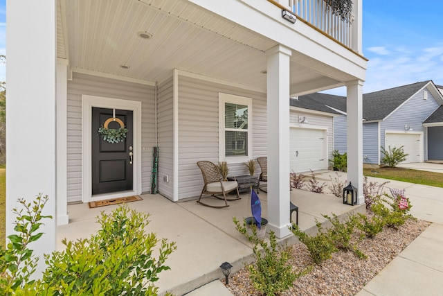 68 Red Bluff St, Summerville, SC 29483 - entrance to property featuring a balcony, a porch, and a garage