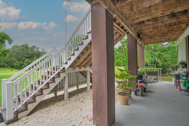 1064 Blackbear Dr, Edisto Island, SC 29438 - view of patio featuring stairway