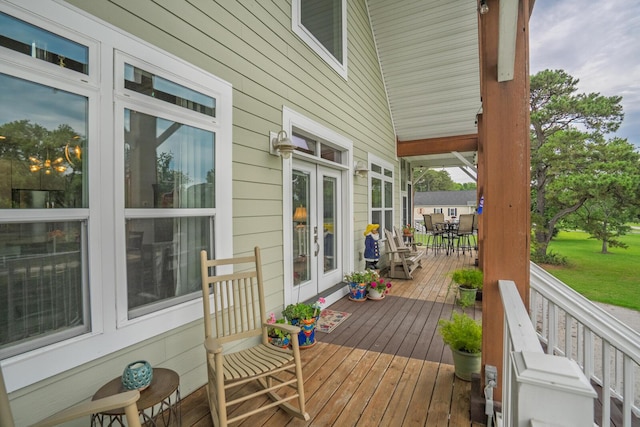 1064 Blackbear Dr, Edisto Island, SC 29438 - deck featuring outdoor dining space and french doors