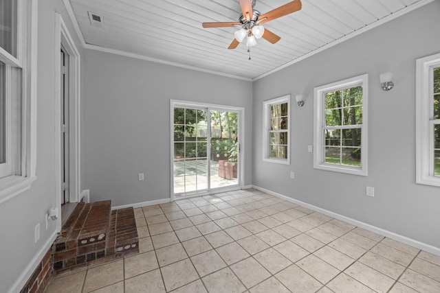 5488 Altamaha Dr, North Charleston, SC 29420 - spare room with light tile patterned floors, plenty of natural light, ceiling fan, ornamental molding, and baseboards