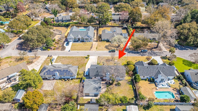 bird's eye view with a residential view