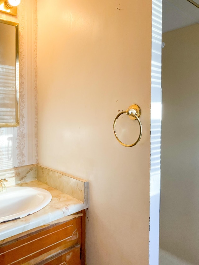 302 Morgan St, Greer, SC 29651 - bathroom with a sink and wallpapered walls
