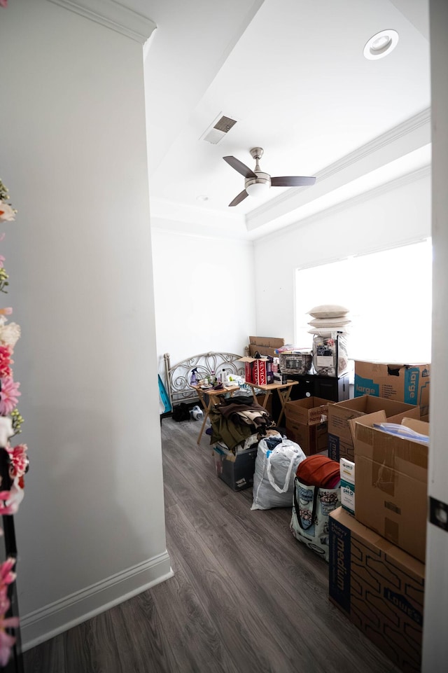 storage room featuring ceiling fan