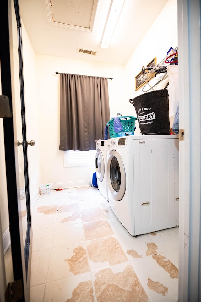 laundry area with washing machine and clothes dryer