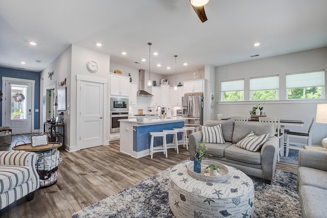 1641 Adventure Xing, Mount Pleasant, SC 29466 - living area with wood finished floors, recessed lighting, and a ceiling fan