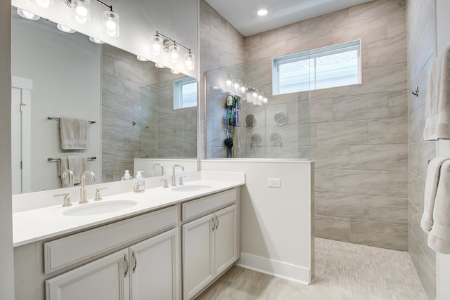 1641 Adventure Xing, Mount Pleasant, SC 29466 - bathroom featuring double vanity, plenty of natural light, and a walk in shower