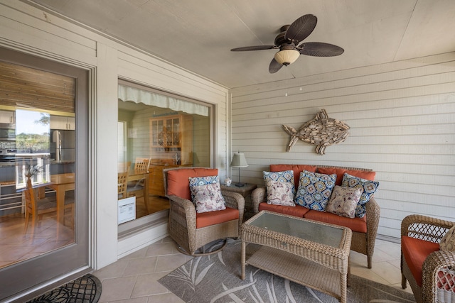 1605 Live Oak Park, Seabrook Island, SC 29455 - sunroom featuring a ceiling fan and outdoor lounge area