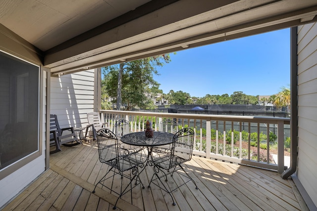 1605 Live Oak Park, Seabrook Island, SC 29455 - wooden terrace with outdoor dining space
