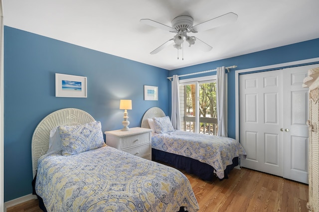 1605 Live Oak Park, Seabrook Island, SC 29455 - bedroom featuring wood finished floors, a closet, and ceiling fan