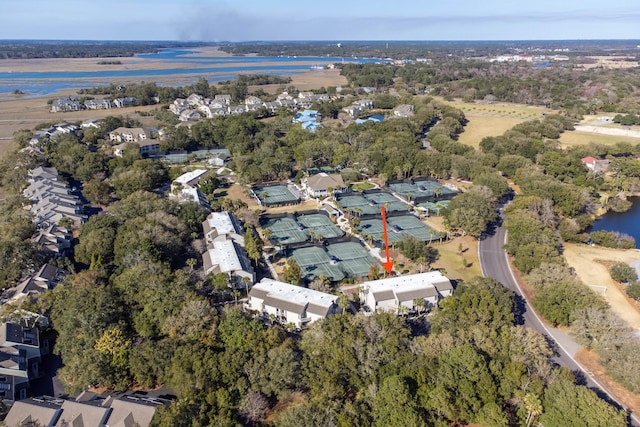 1605 Live Oak Park, Seabrook Island, SC 29455 - aerial view of property and surrounding area with a large body of water and nearby suburban area