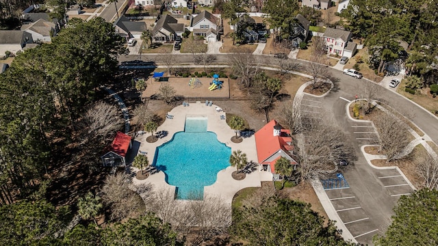 aerial view with a residential view