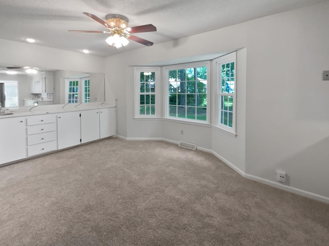 109 Evance Ct, Summerville, SC 29485 - unfurnished dining area with a ceiling fan, light colored carpet, healthy amount of natural light, and a textured ceiling