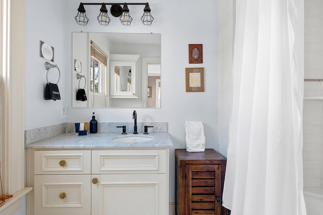 162 Spring St, Charleston, SC 29403 - bathroom with vanity and a shower with shower curtain