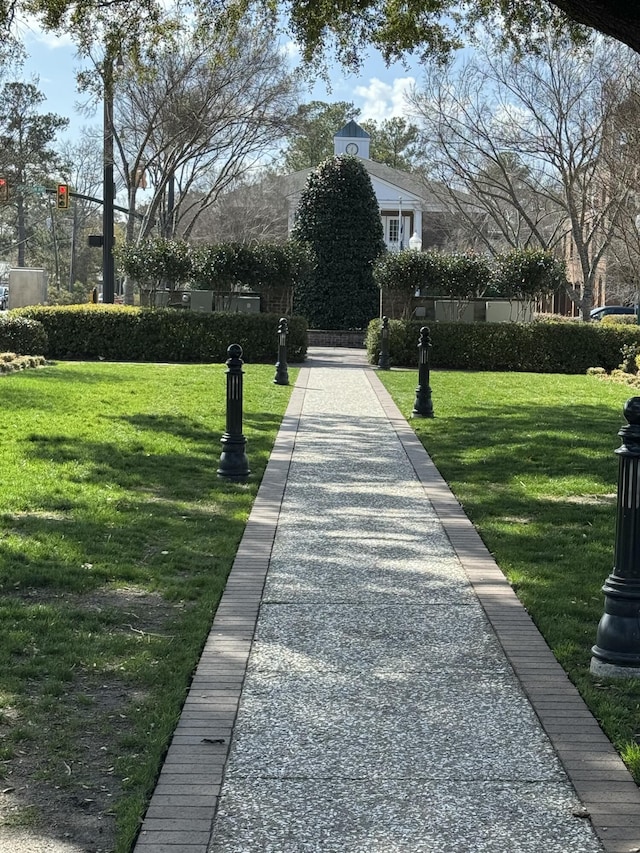 view of home's community with a yard