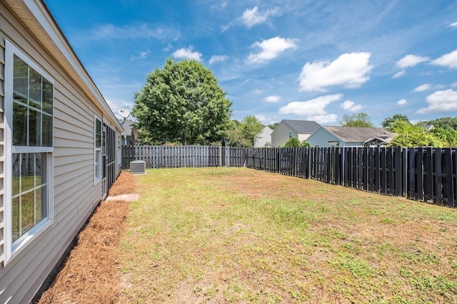 view of yard with central AC unit