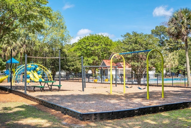 community play area with fence