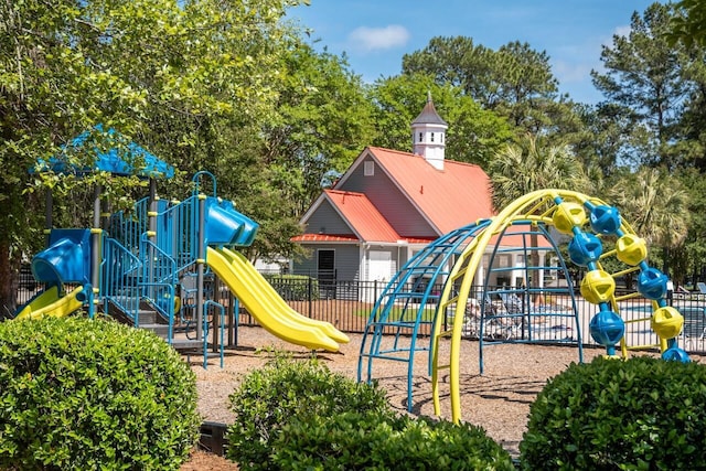 community play area with fence