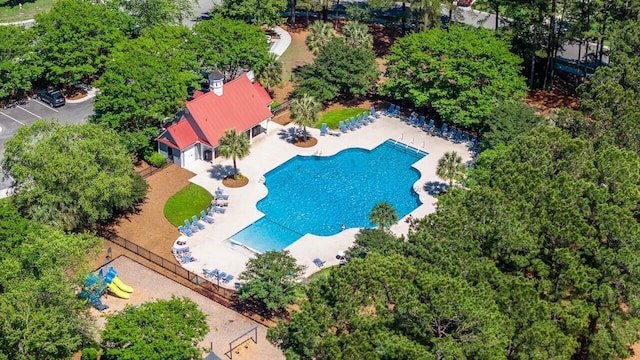 bird's eye view of a pool